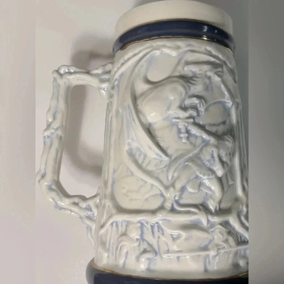 Epic Massive 14”h Viking, Dragon, Bone Handled Ceramic Stein w/ Wizard Lid 🤯👌 - Picture 13 of 15